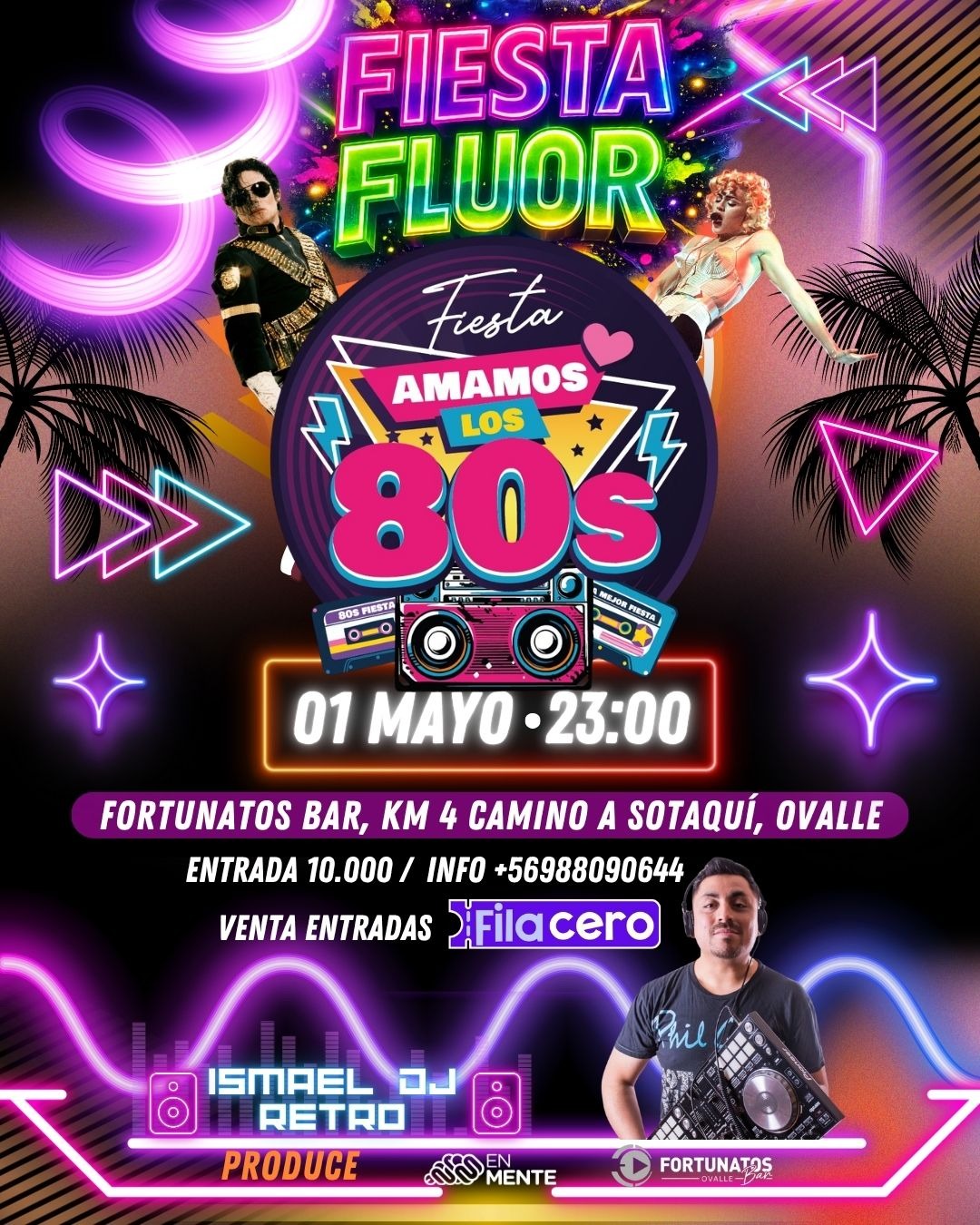 La nostalgia se viste de neón: Ovalle recibirá la fiesta "Amamos los 80 – Edición Flúor"